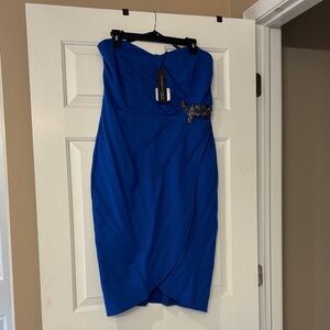 Elegant Strapless Blue Dress